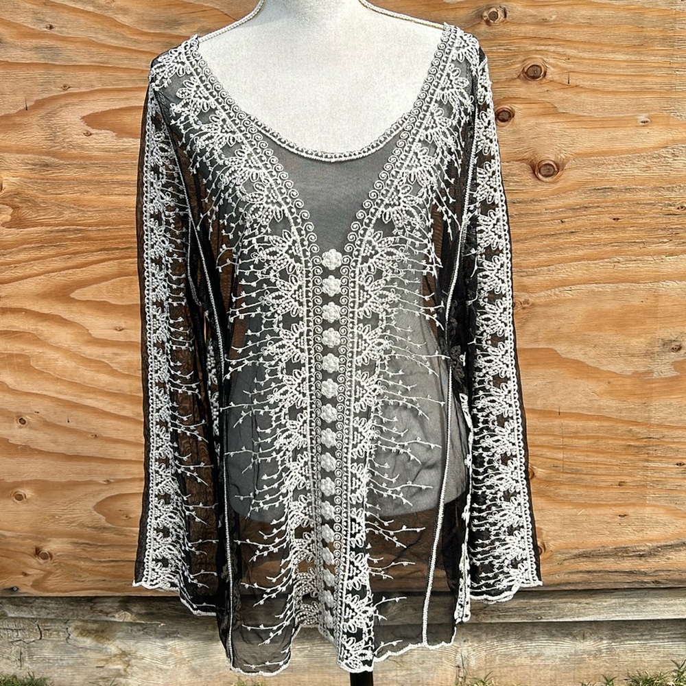 Capri Sheer Embroidered Blouse